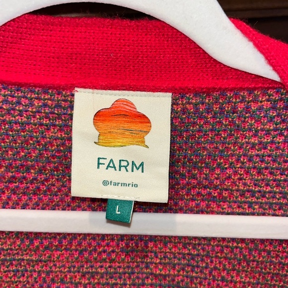 Farm Rio Lisa red cardigan sweater hearts fruit colorful bright oversized L - Picture 3 of 15